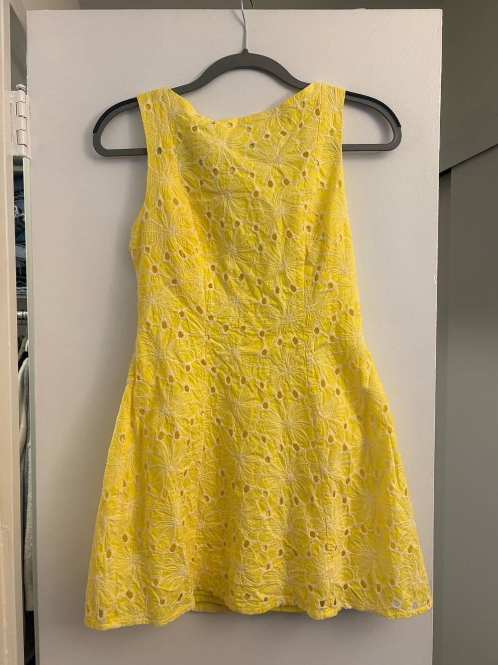 Yellow Eyelet Fit & Flare Dress